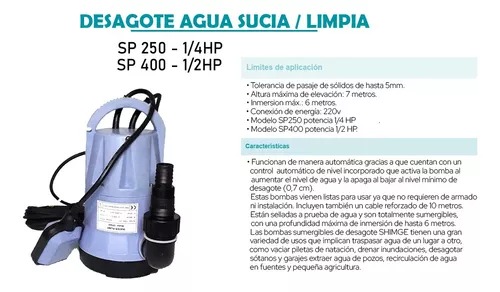 SHIMGE - BOMBA DESAGOTE AGUA SUCIA / LIMPIA SP 400