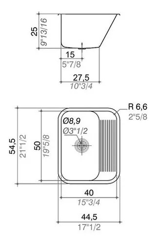 JOHNSON - PILETA DE LAVADERO LN50 50 X 40 X 25      