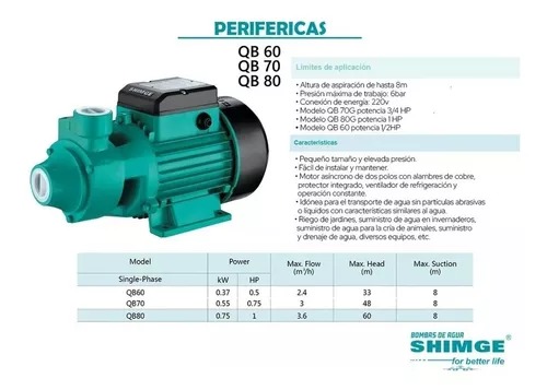 SHIMGE - BOMBA PERIFERICA QB80G 1 HP