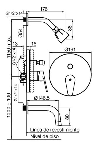 FV - MONOCOMANDO COMPACTA DUCHA CON TRANSF      