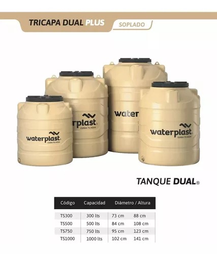 Tanque De Agua Y Cisterna Waterplast Tricapa Dual Plus 300 L