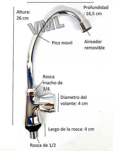 VALFORTE - GRIFERIA MESADA UN AGUA      