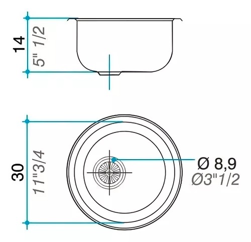 JOHNSON - PILETA SIMPLE 30 X 14 ON30A      